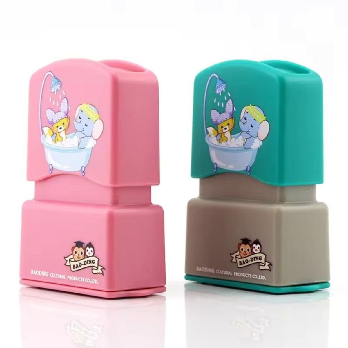 2st-Namnstämpel-kläder-bran-Cartoon-pink-green